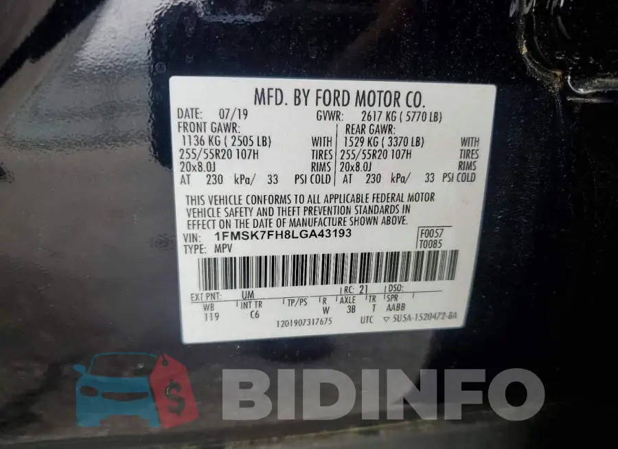 1FMSK7FH8LGA43193 Photo# 13