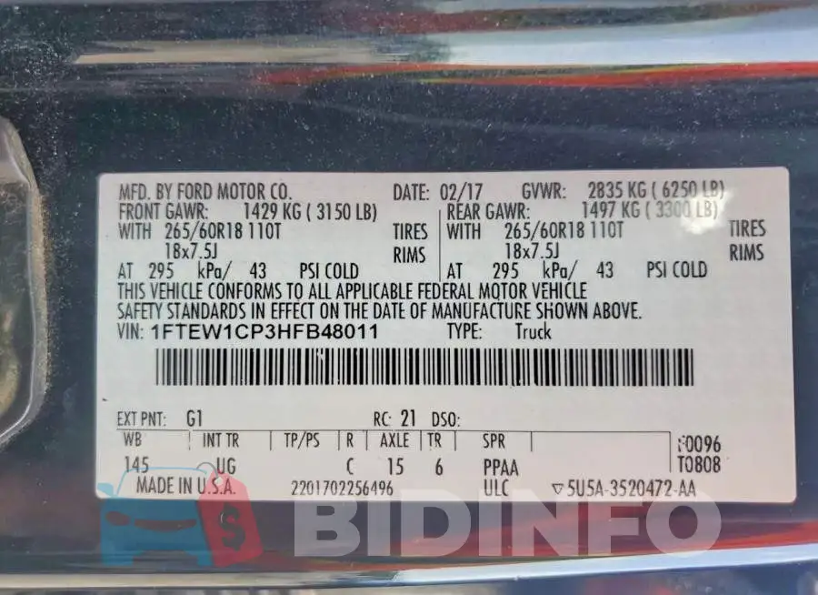 1FTEW1CP3HFB48011 Photo# 12