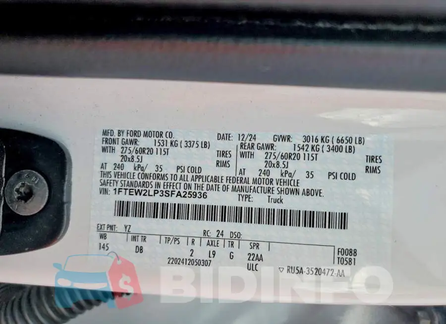 1FTEW2LP3SFA25936 Photo# 13