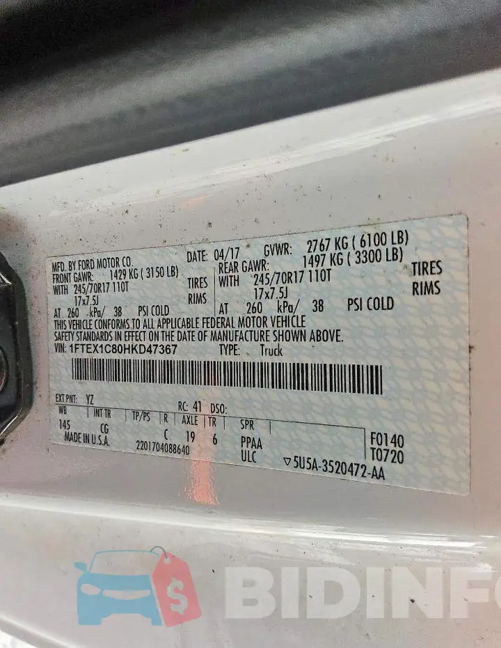 1FTEX1C80HKD47367 Photo# 13