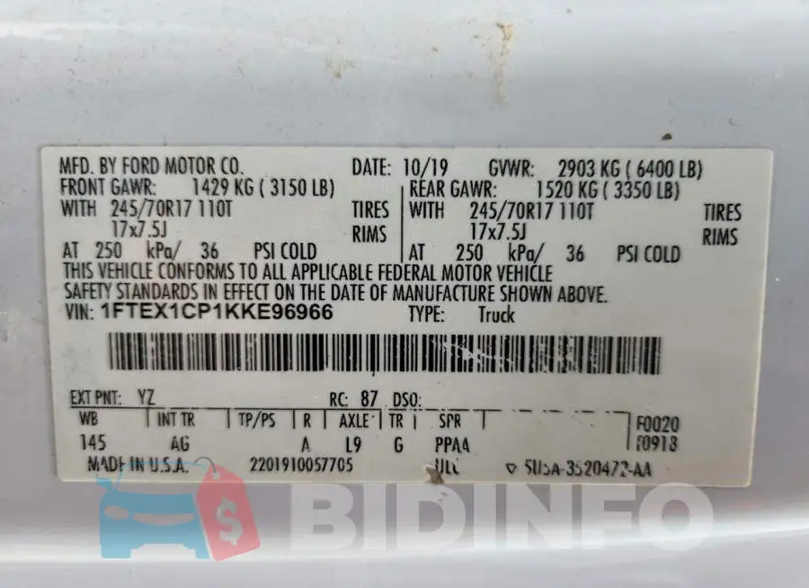 1FTEX1CP1KKE96966 Photo# 12
