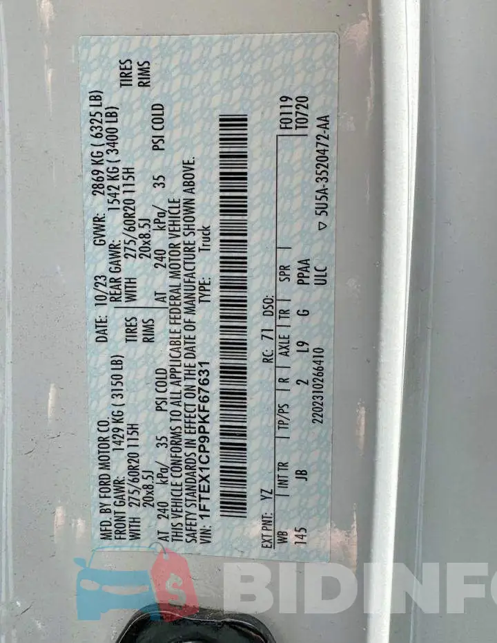 1FTEX1CP9PKF67631 Photo# 10