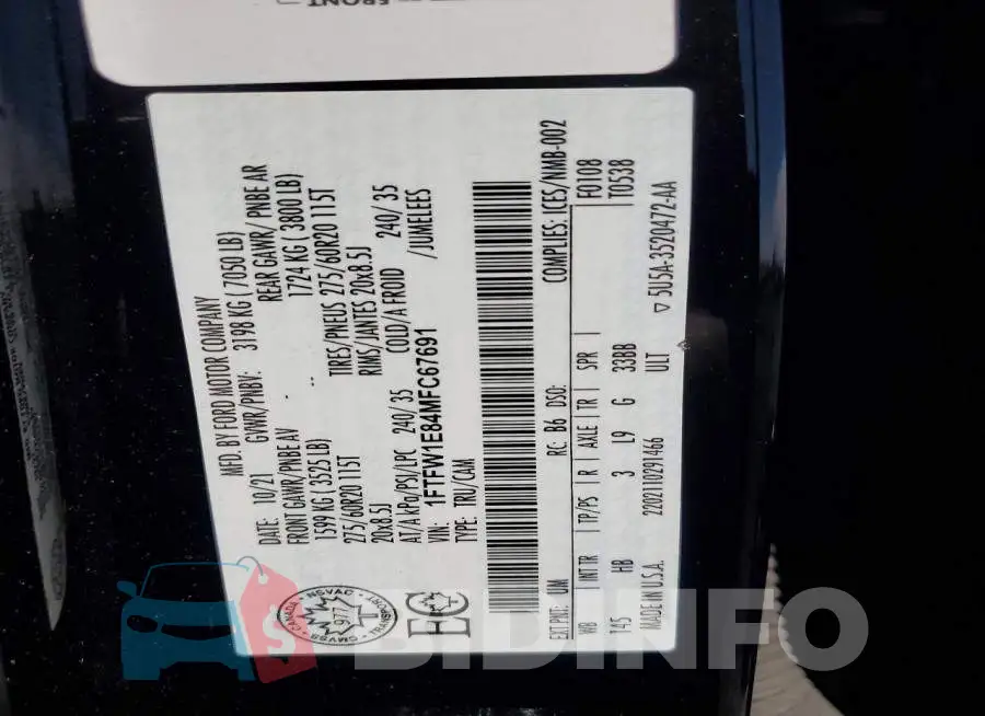 1FTFW1E84MFC67691 Photo# 12