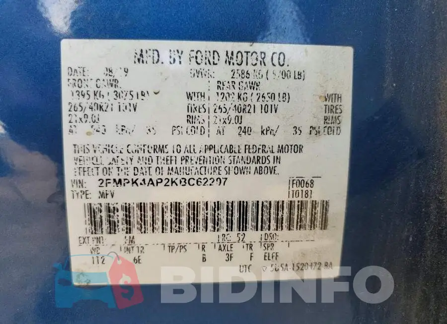 2FMPK4AP2KBC62207 Photo# 12