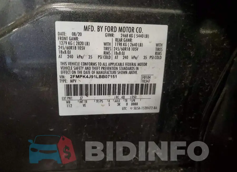2FMPK4J91LBB07151 Photo# 14