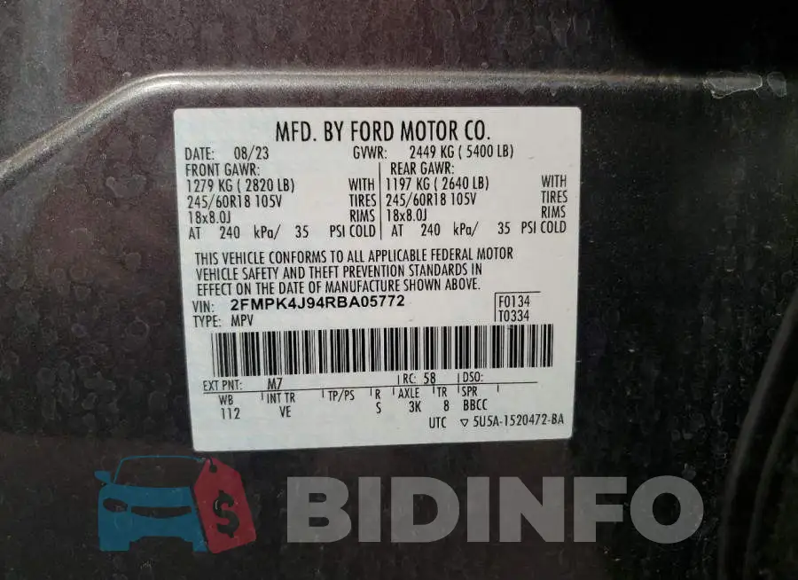 2FMPK4J94RBA05772 Photo# 13