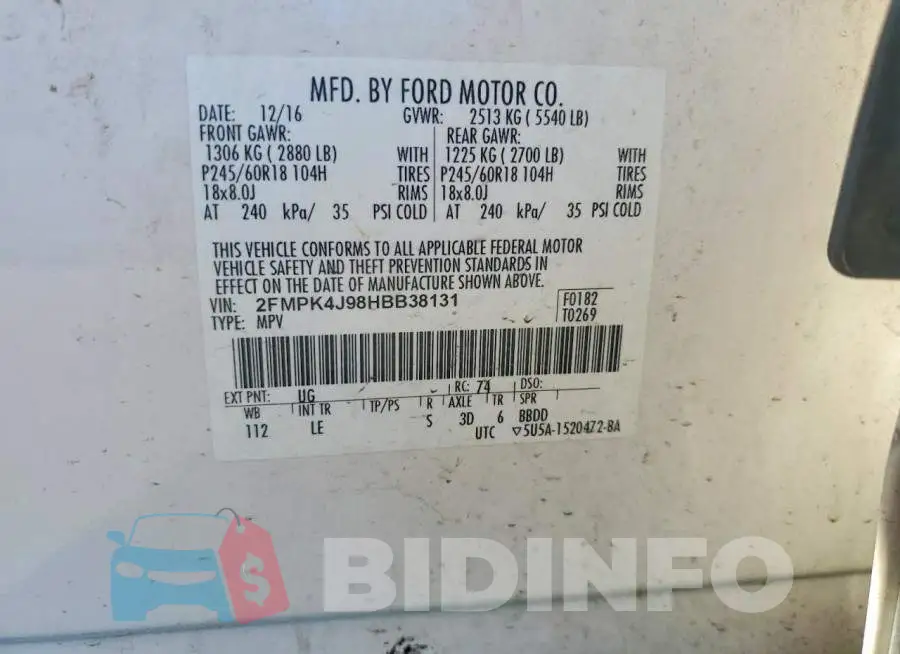 2FMPK4J98HBB38131 Photo# 13