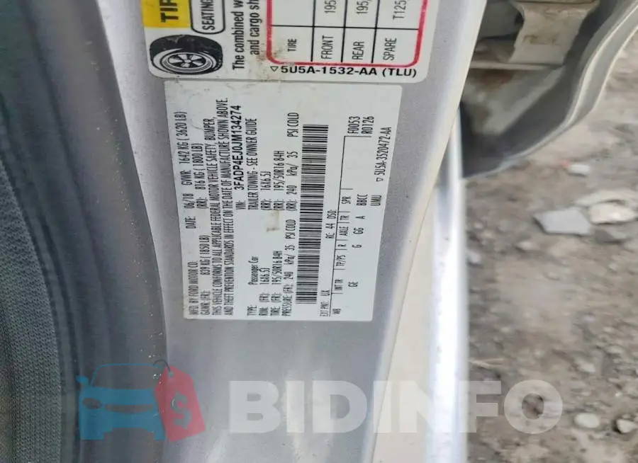 3FADP4EJ0JM134274 Photo# 12