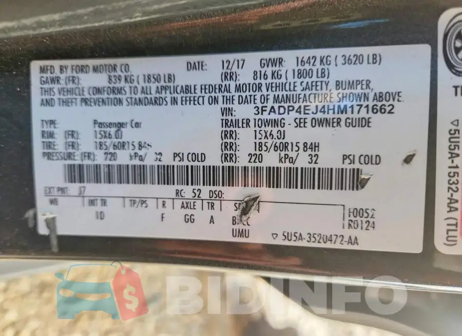3FADP4EJ4HM171662 Photo# 13