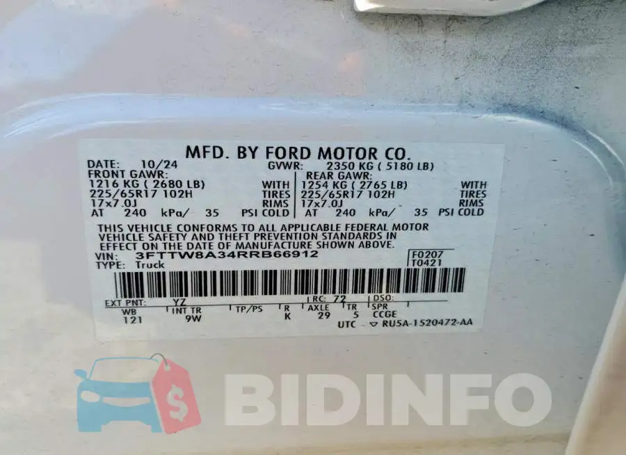 3FTTW8A34RRB66912 Photo# 12