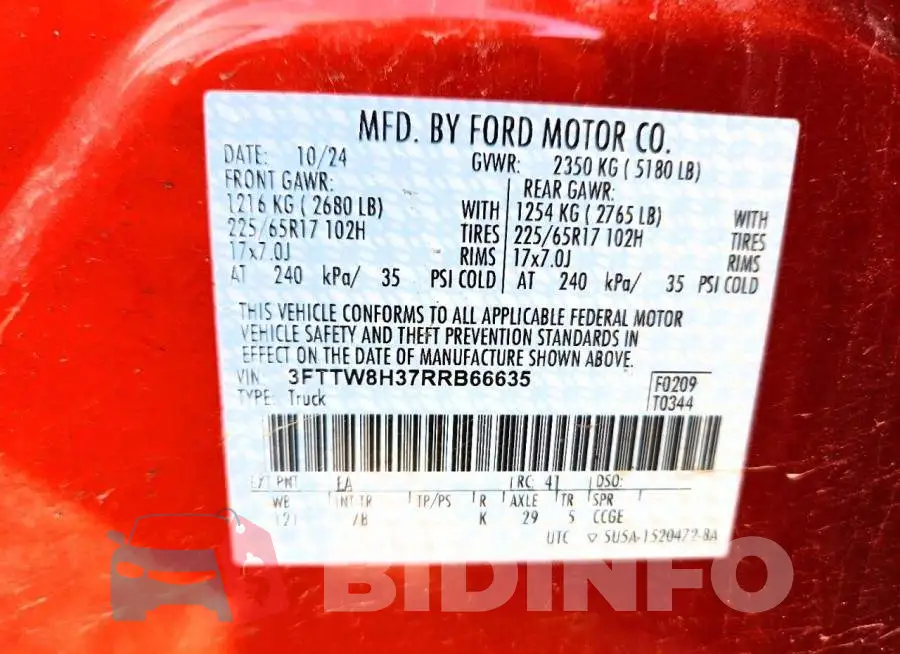 3FTTW8H37RRB66635 Photo# 12