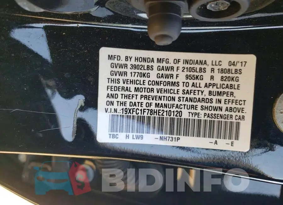19XFC1F78HE210120 Photo# 13