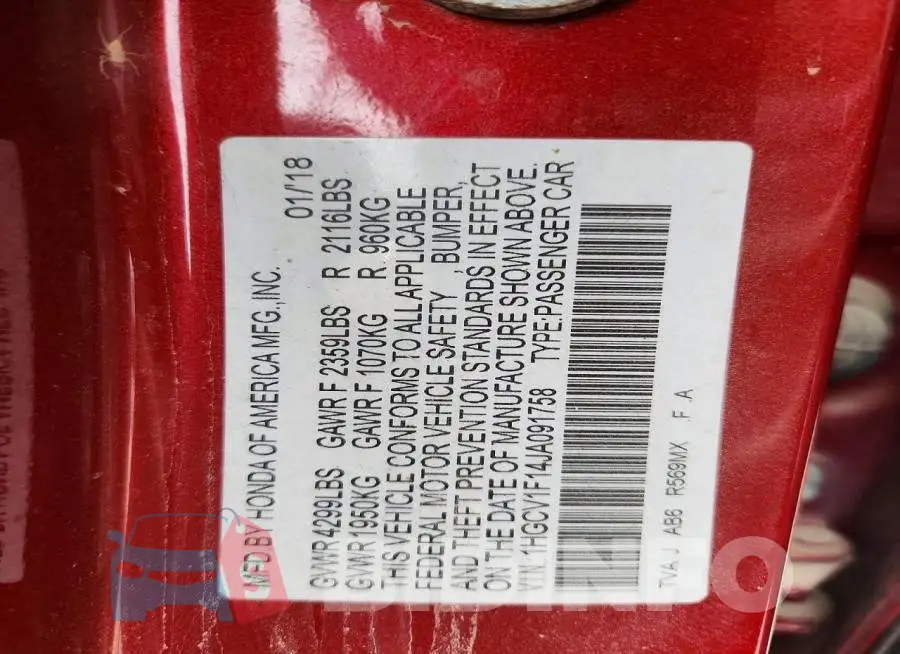 1HGCV1F14JA091758 Photo# 12