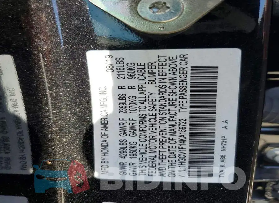 1HGCV1F14KA159722 Photo# 12