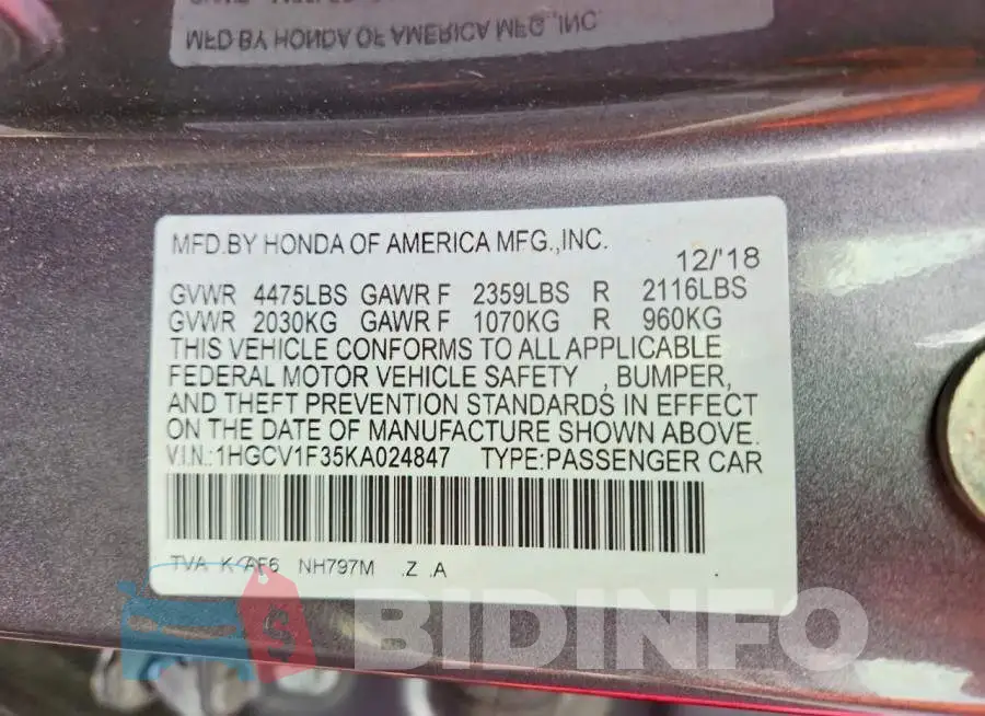 1HGCV1F35KA024847 Photo# 12