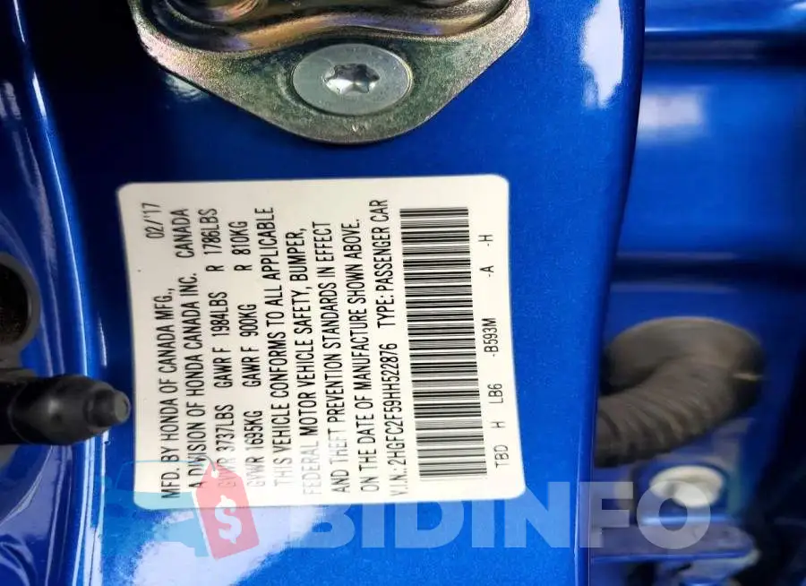 2HGFC2F59HH522876 Photo# 12