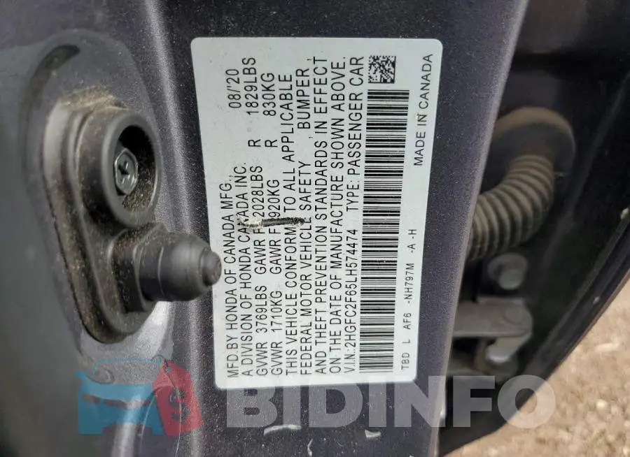 2HGFC2F65LH574474 Photo# 12