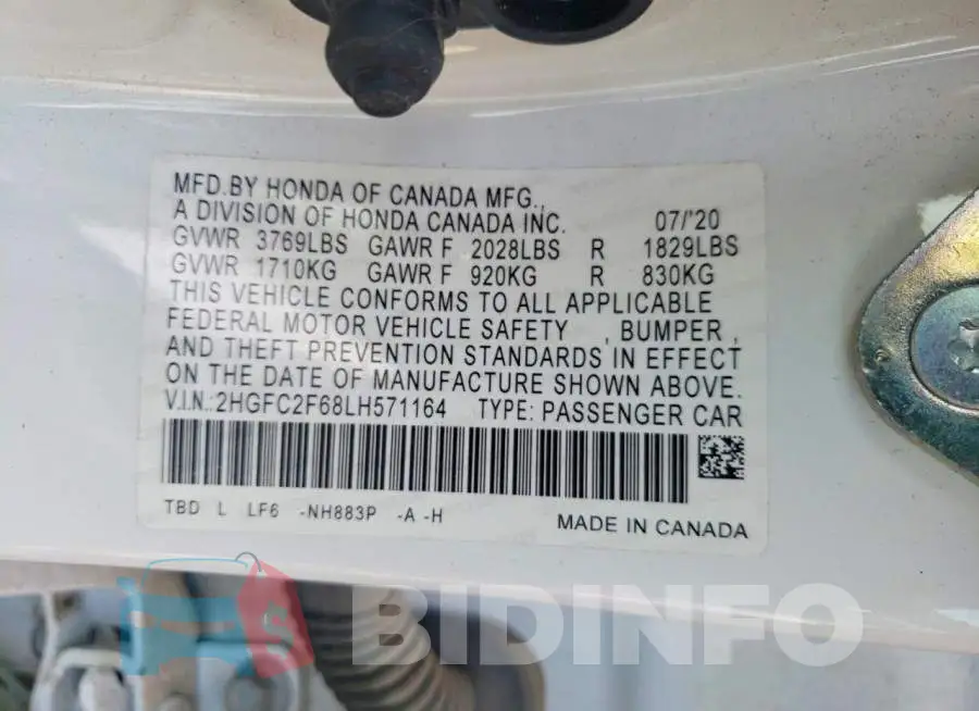 2HGFC2F68LH571164 Photo# 13