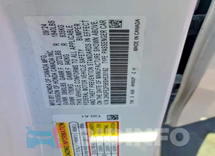 2HGFE2F56SH535182 Photo# 12