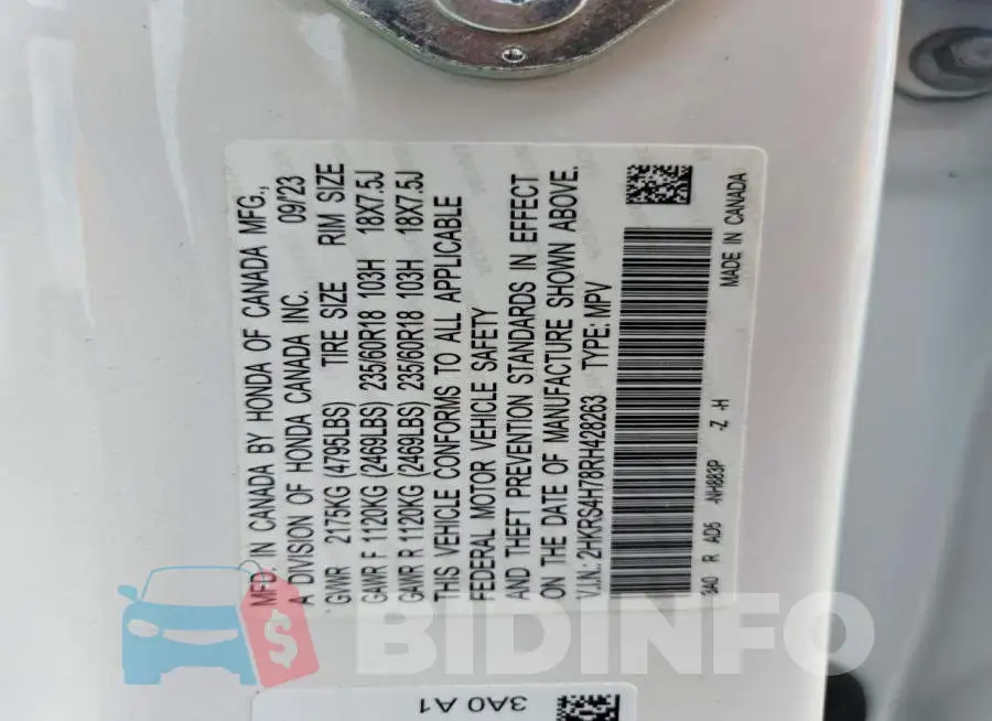 2HKRS4H78RH428263 Photo# 14
