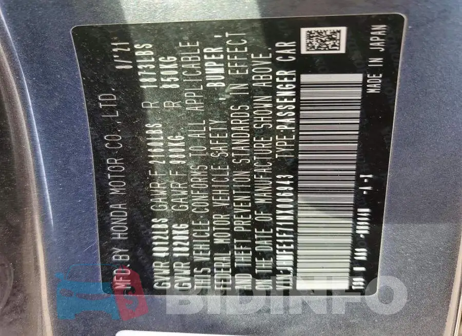 JHMFE1F71NX006943 Photo# 12