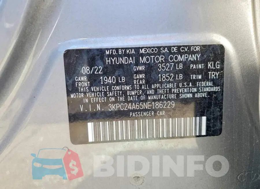3KPC24A65NE186229 Photo# 12