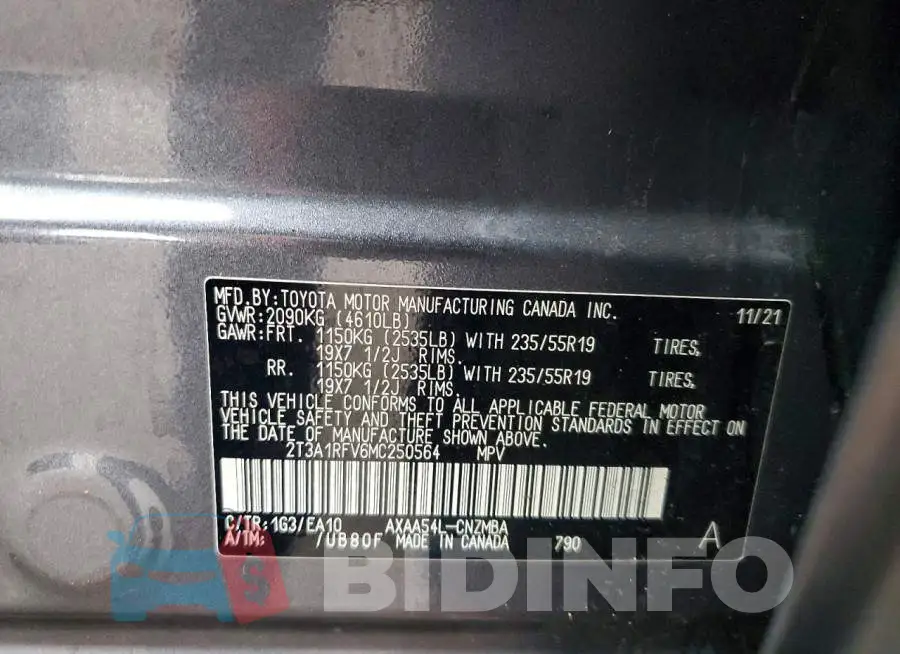 2T3A1RFV6MC250564 Photo# 13