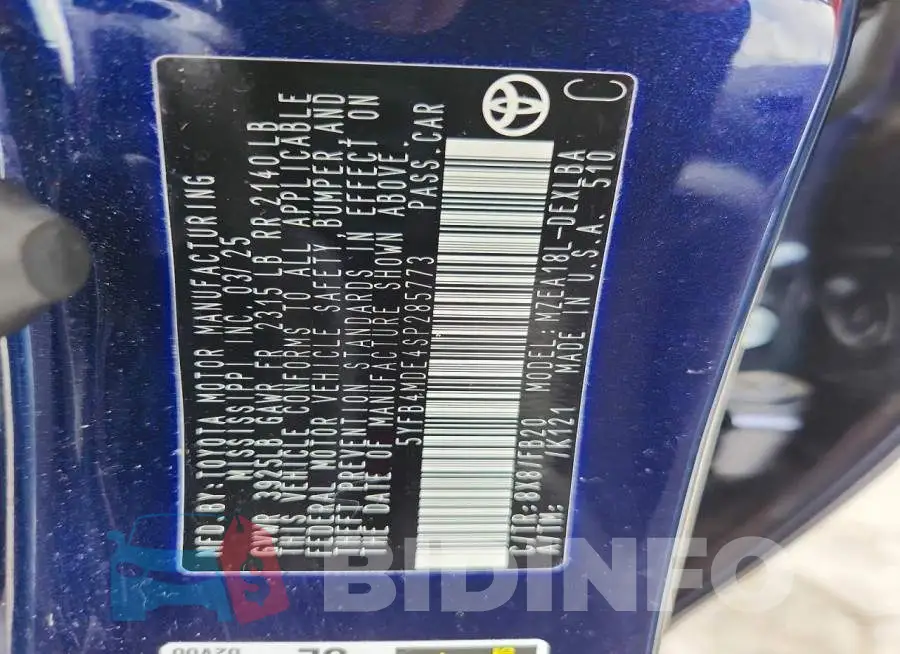 5YFB4MDE4SP285773 Photo# 13