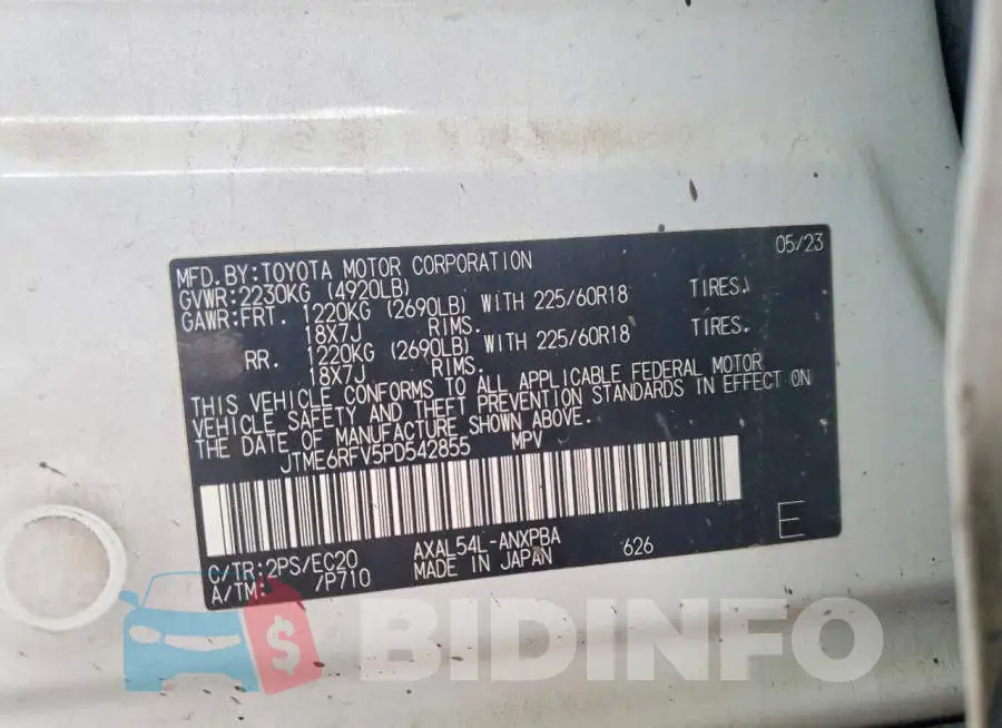 JTME6RFV5PD542855 Photo# 13
