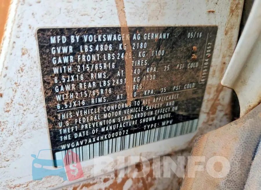 WVGAV7AX4HK000072 Photo# 13