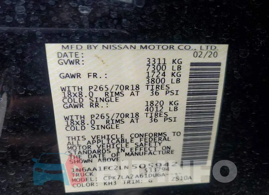 1N6AA1EC2LN505942 Photo# 12