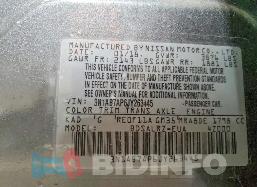 3N1AB7AP6JY263445 Photo# 12