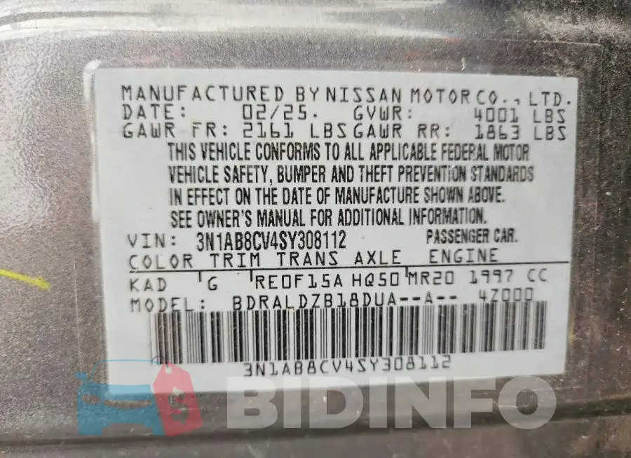 3N1AB8CV4SY308112 Photo# 13