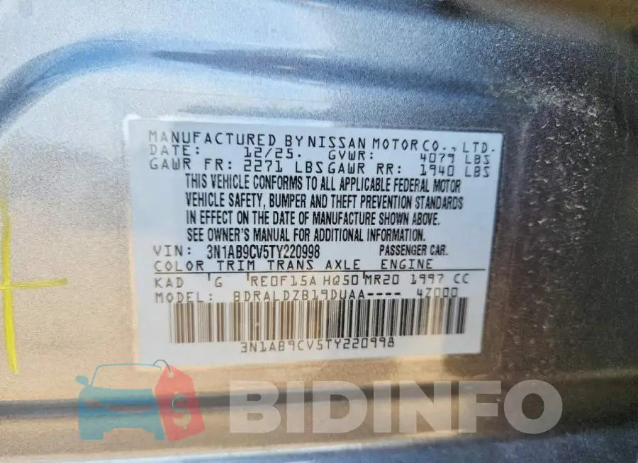 3N1AB9CV5TY220998 Photo# 12