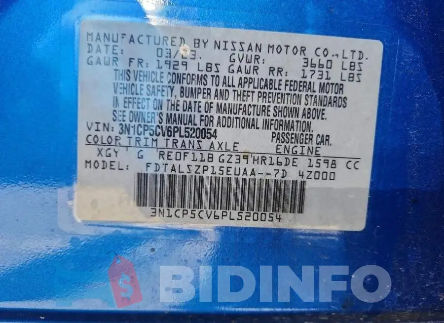 3N1CP5CV6PL520054 Photo# 14