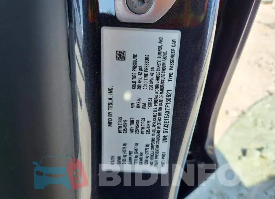 5YJ3E1EAXTF155621 Photo# 12