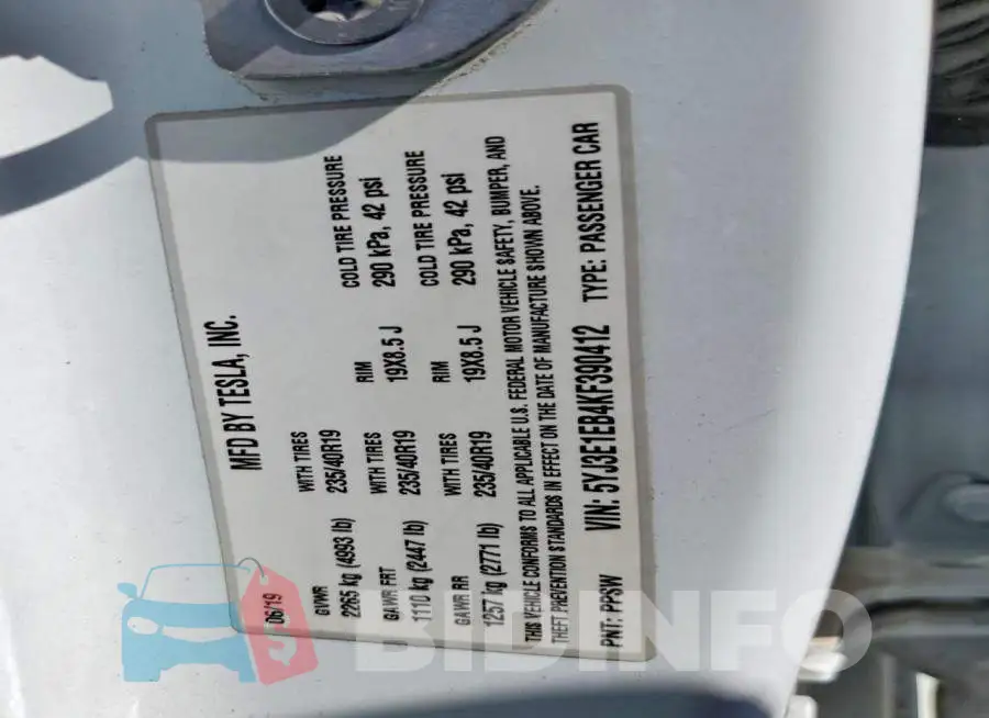 5YJ3E1EB4KF390412 Photo# 12