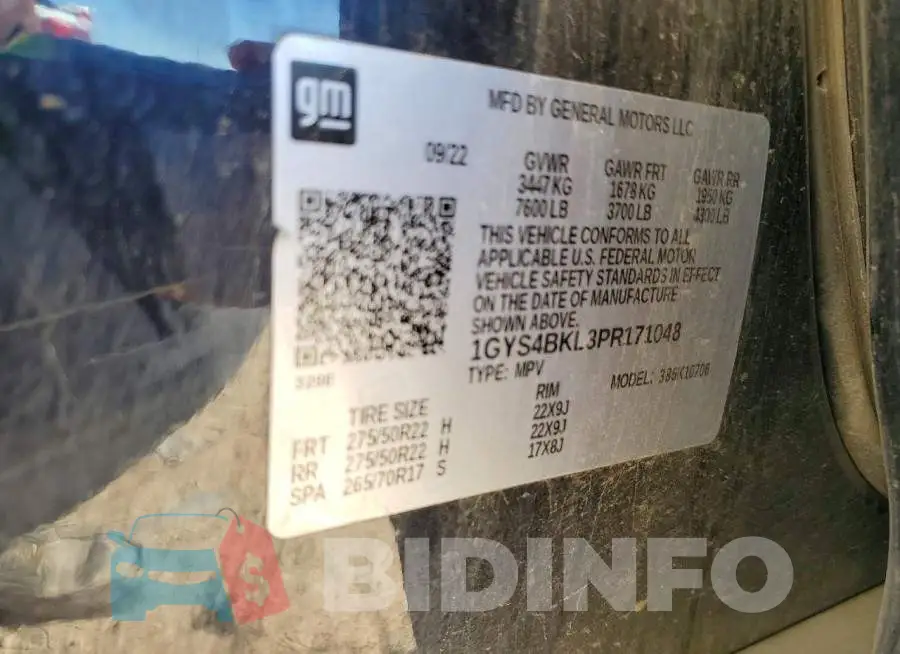 1GYS4BKL3PR171048 Photo# 13