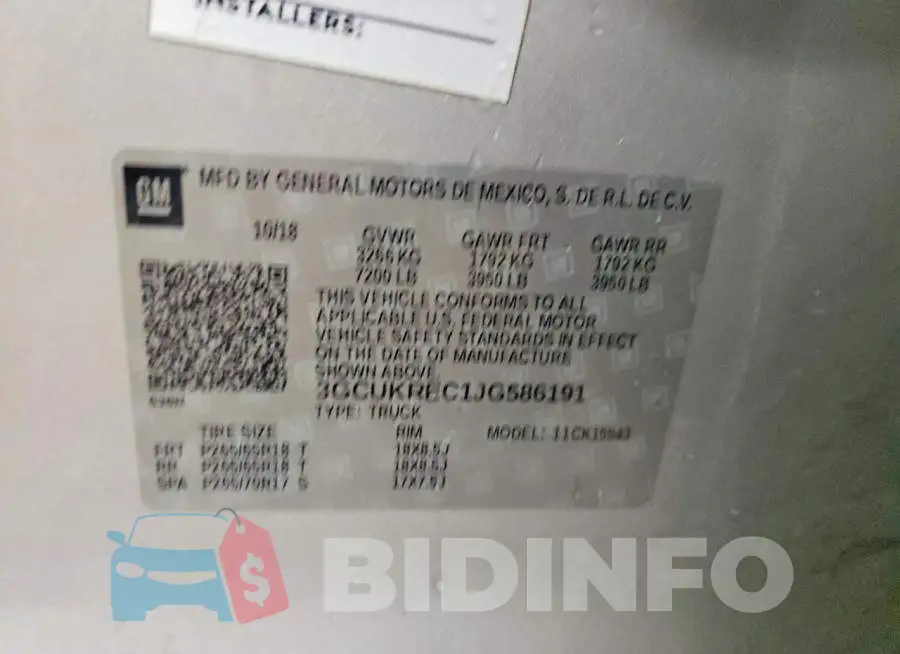 3GCUKREC1JG586191 Photo# 13