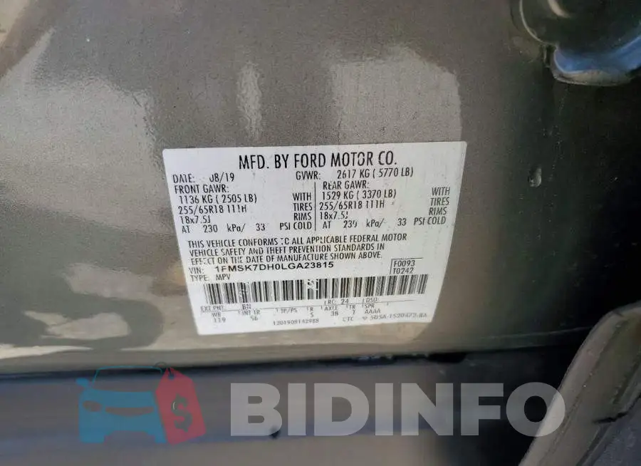 1FMSK7DH0LGA23815 Photo# 13