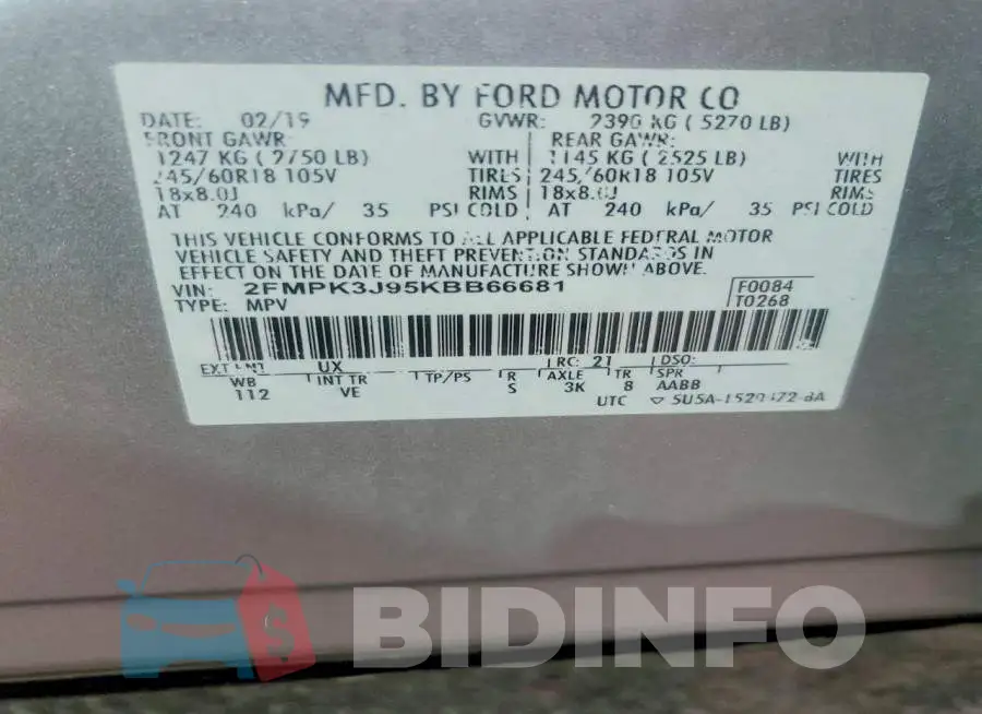 2FMPK3J95KBB66681 Photo# 13