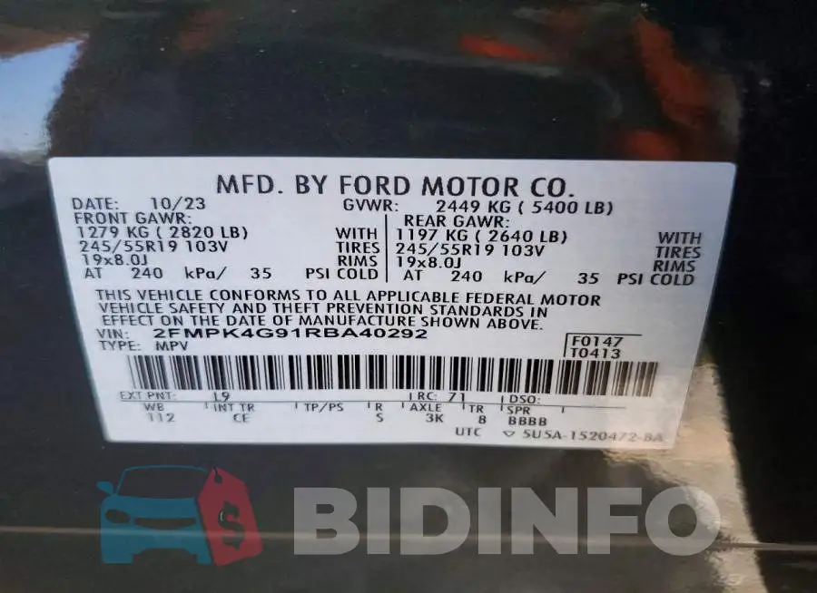 2FMPK4G91RBA40292 Photo# 13