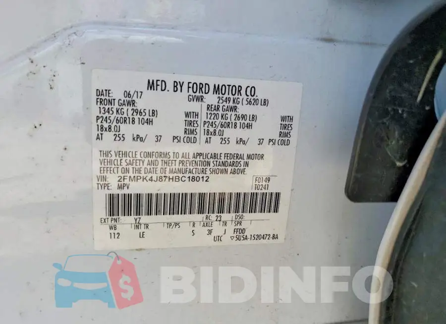2FMPK4J87HBC18012 Photo# 14