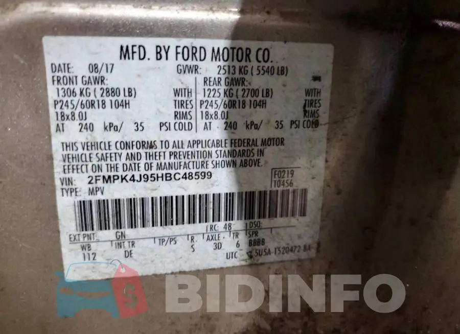 2FMPK4J95HBC48599 Photo# 14