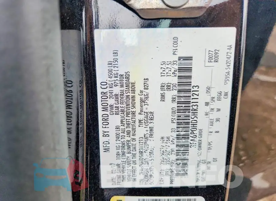 3FA6P0HD5HR311213 Photo# 12