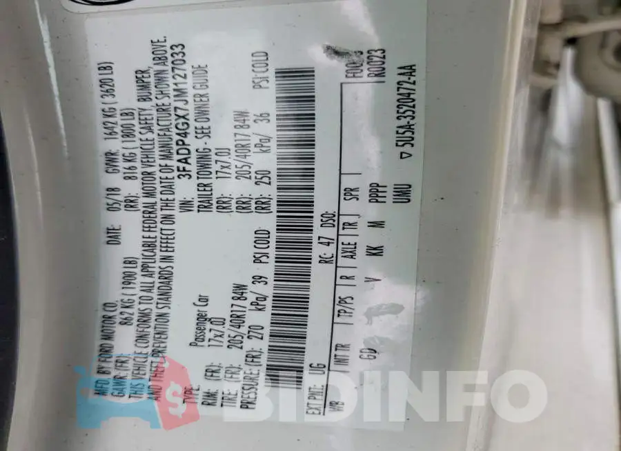 3FADP4GX7JM127033 Photo# 13