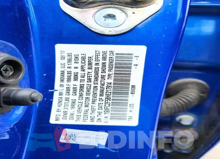 19XFC2F58HE217914 Photo# 12