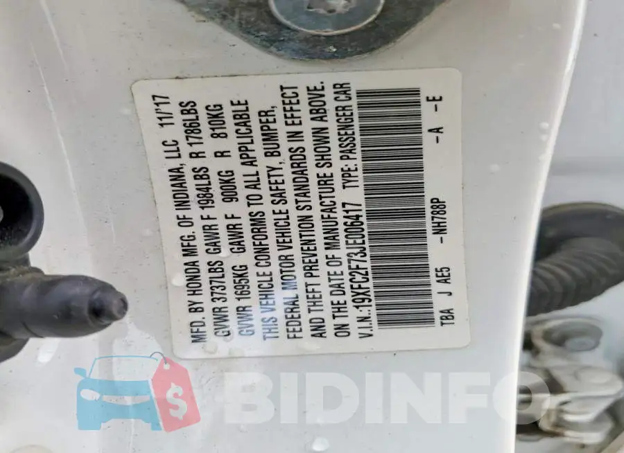 19XFC2F73JE006417 Photo# 12