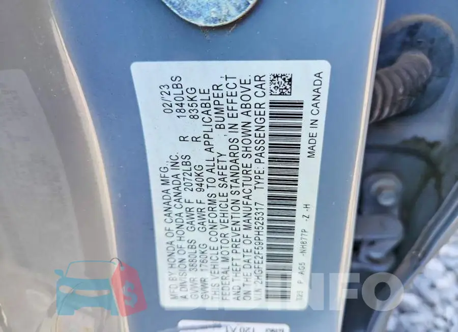 2HGFE2F59PH525317 Photo# 13