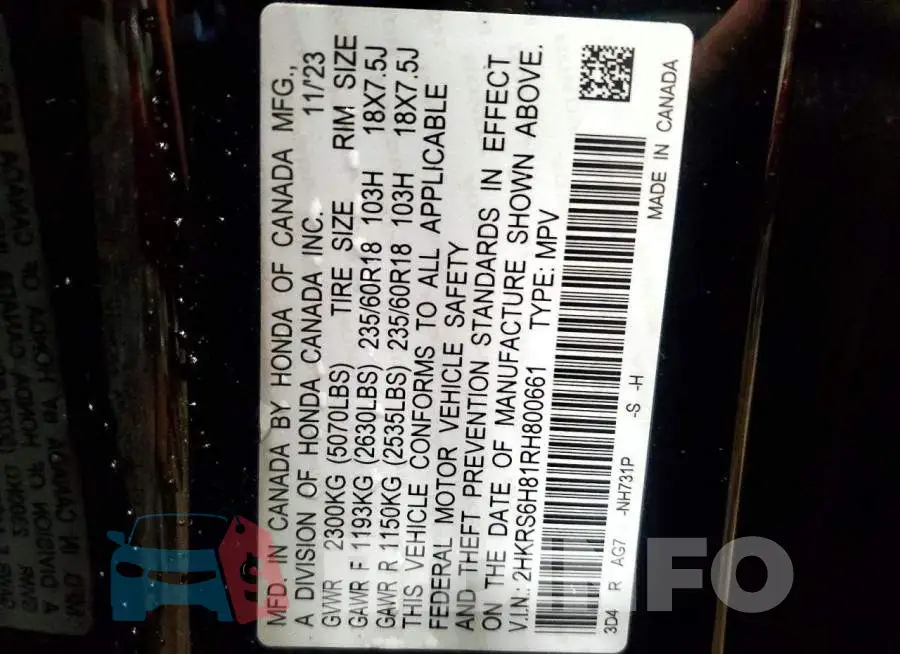 2HKRS6H81RH800661 Photo# 14